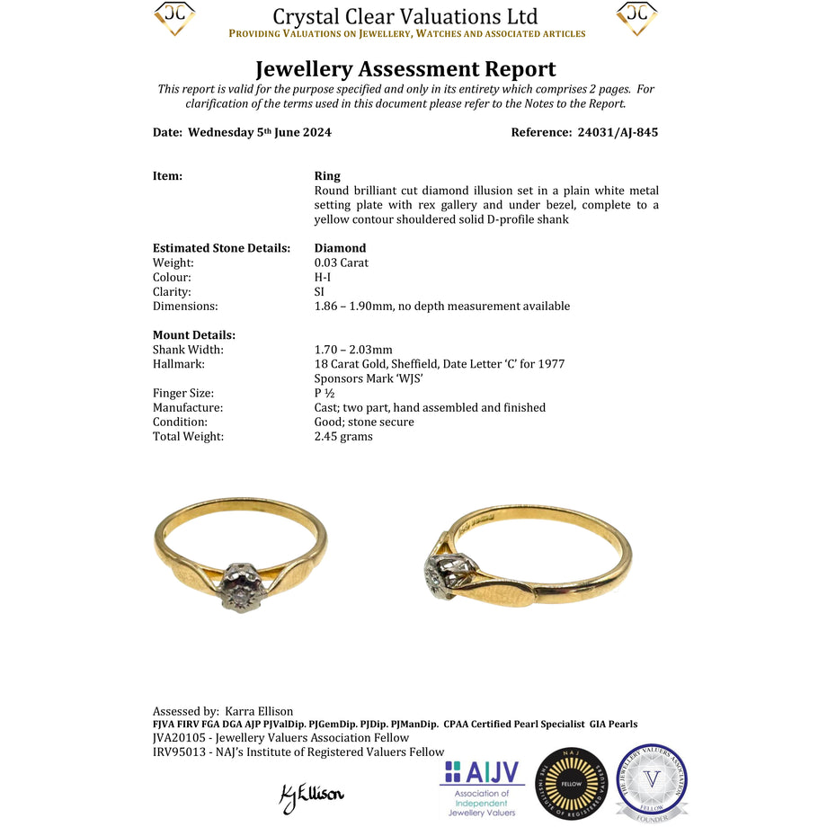 The Vintage 1977 Solitaire Rubover Set Diamond Ring