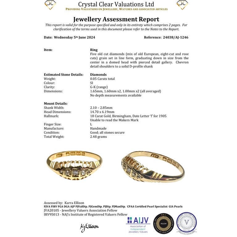 The Antique 1905 Five Old Cut Diamond Ring