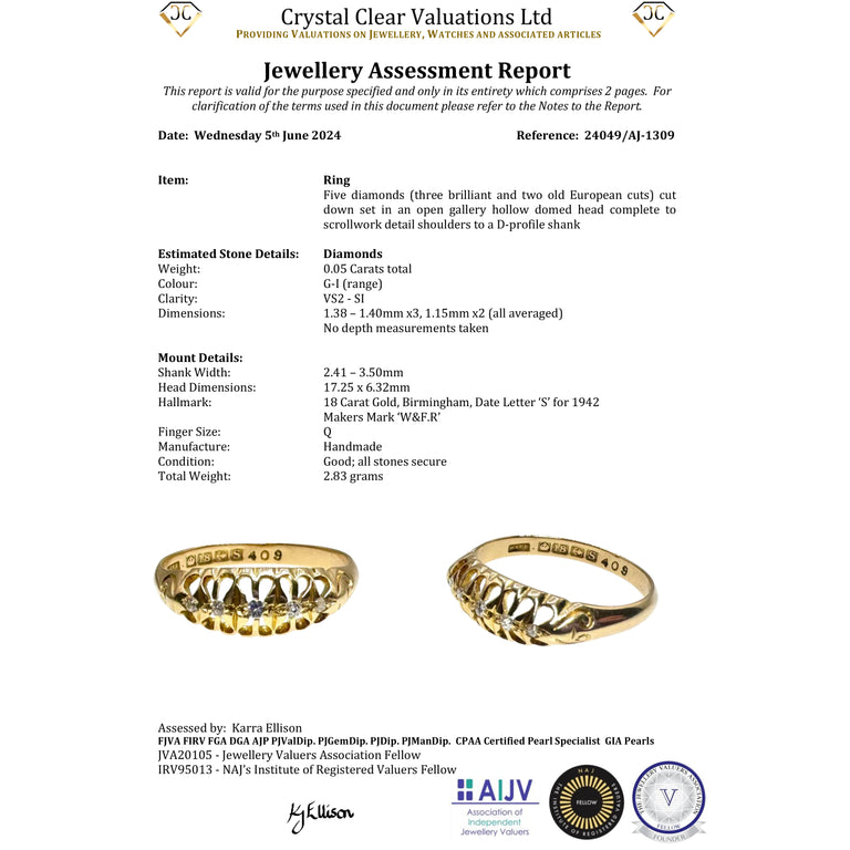 The Vintage 1942 Five Stone Diamond Classic Ring