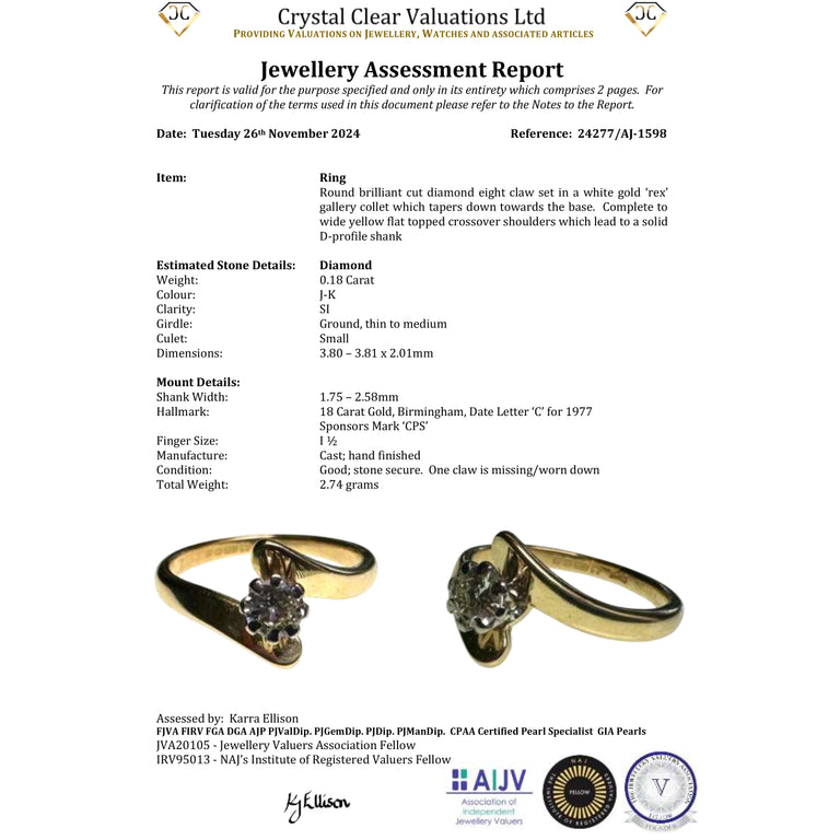 The Vintage 1977 Brilliant Cut Diamond Crossover Ring