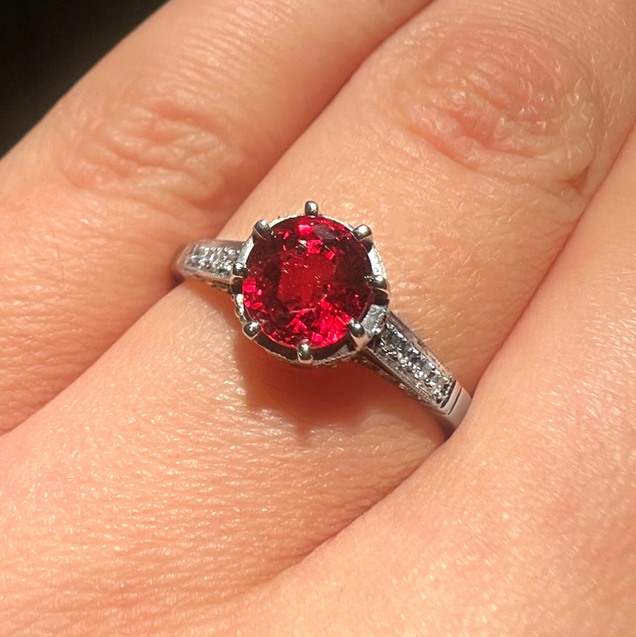 The Contemporary Ruby and Diamond Encrusted White Gold Ring