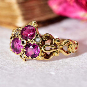 The Antique Garnet and Diamond Trefoil Ring - Antique Jewellers