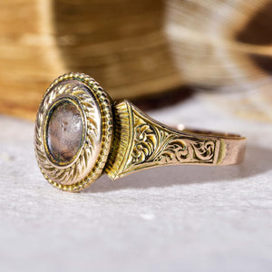 The Antique Victorian Oval Hairpiece Mourning Ring - Antique Jewellers