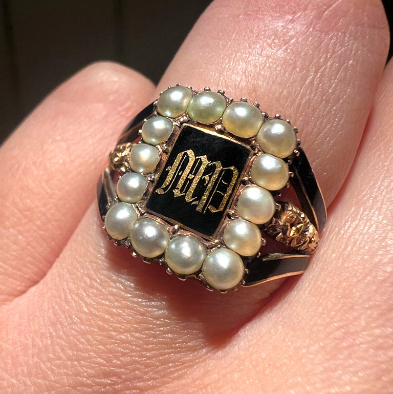 The Antique Georgian 1818 Pearl and Rose Mourning Ring