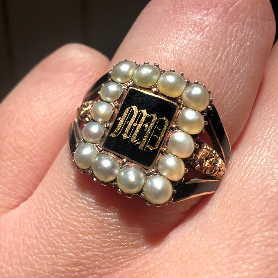 The Antique Georgian 1818 Pearl and Rose Mourning Ring