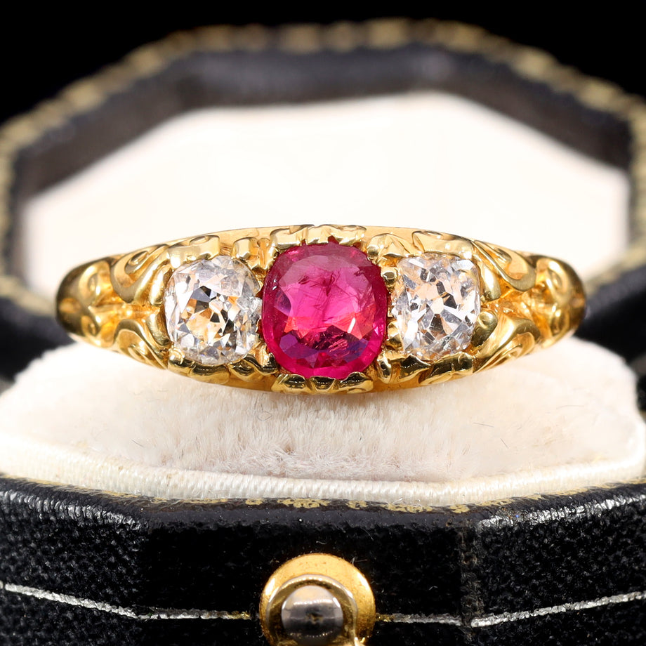 The Antique Victorian 1876 Ruby and Old Cut Diamond Magnificent Ring
