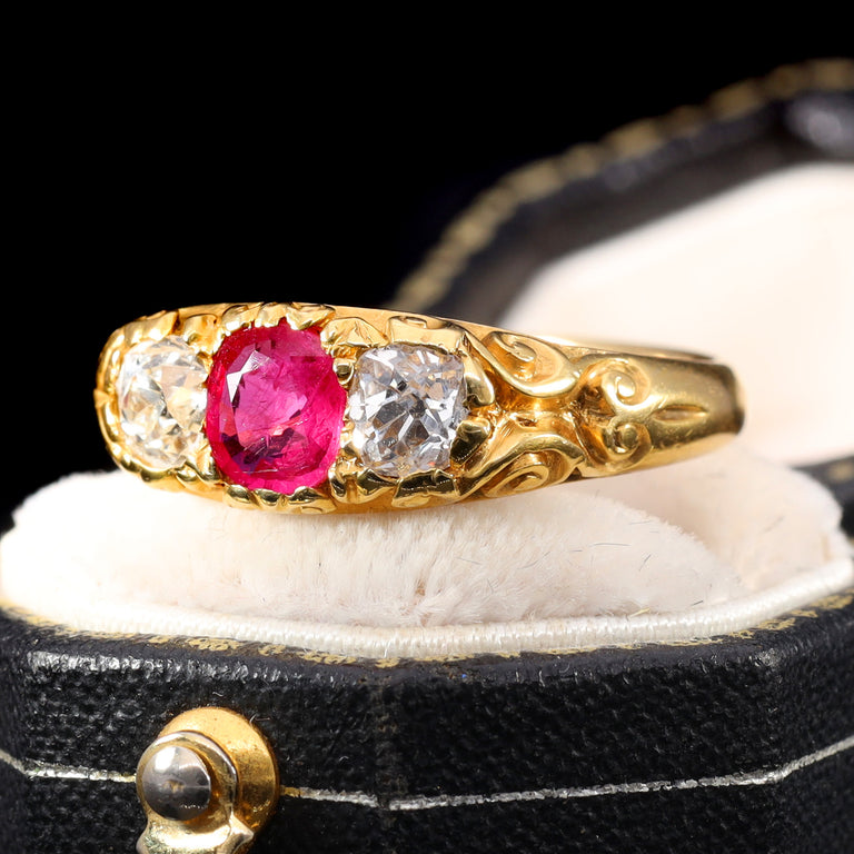 The Antique Victorian 1876 Ruby and Old Cut Diamond Magnificent Ring