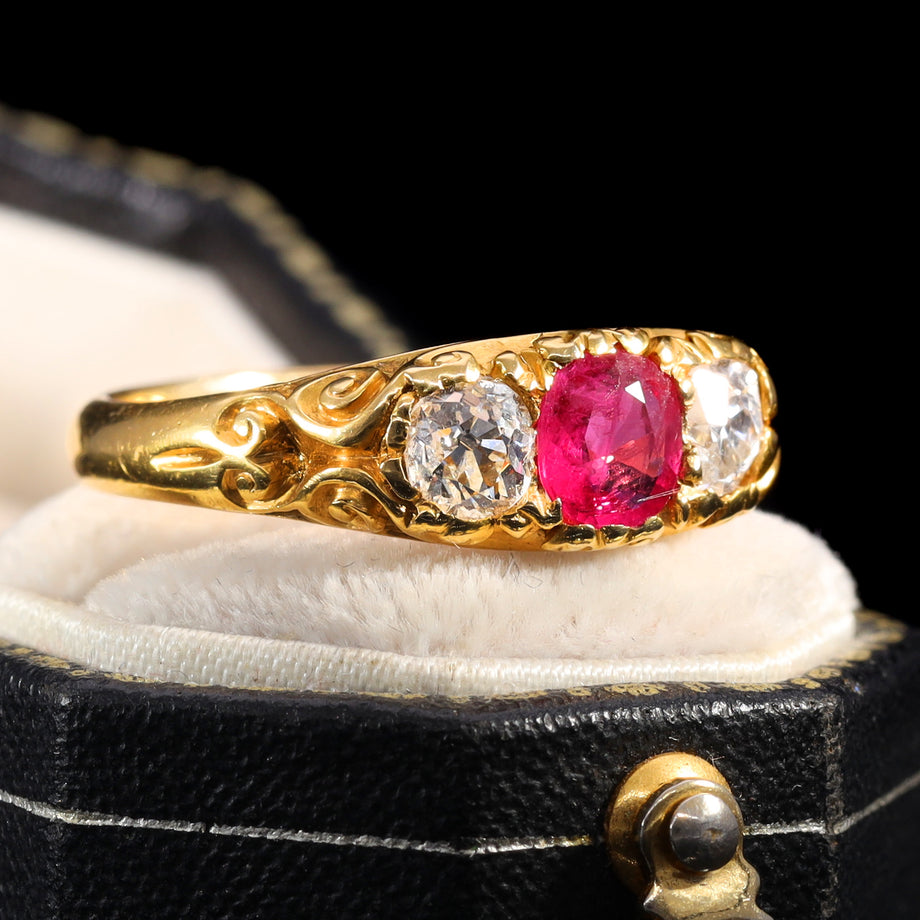The Antique Victorian 1876 Ruby and Old Cut Diamond Magnificent Ring