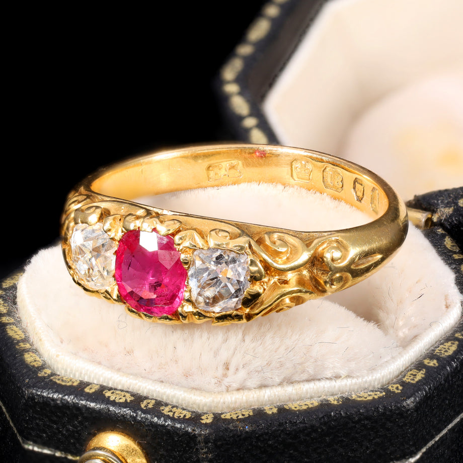 The Antique Victorian 1876 Ruby and Old Cut Diamond Magnificent Ring