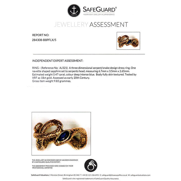 The Antique Russian Coiled Sapphire Snake Ring - Antique Jewellers
