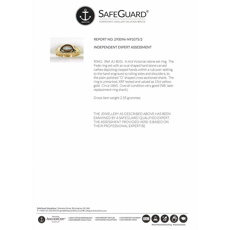 The Antique Victorian Lovers Hands Agate Fede Ring - Antique Jewellers