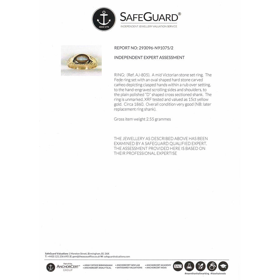 The Antique Victorian Lovers Hands Agate Fede Ring - Antique Jewellers