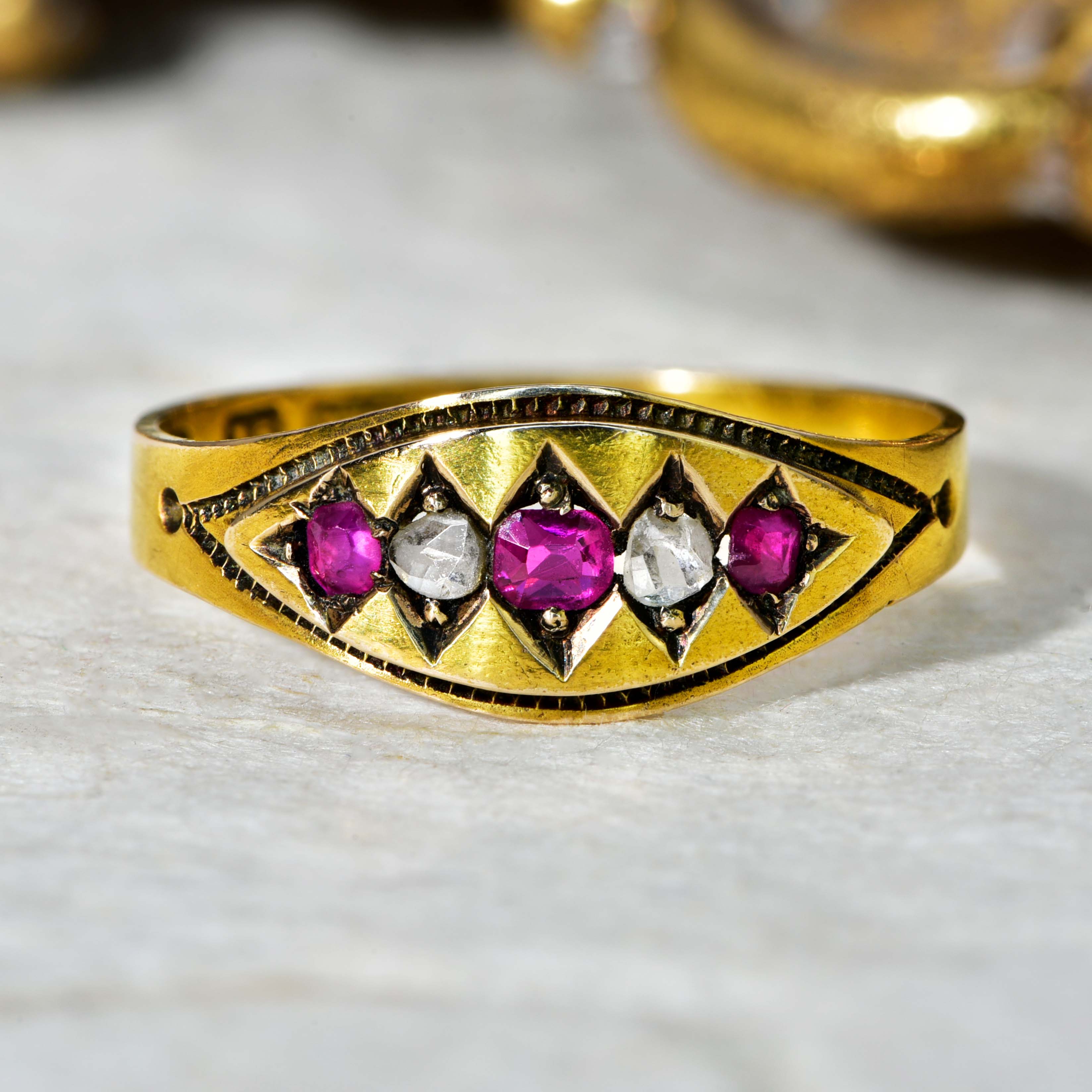 The Antique 1878 Old Cut Diamond and Ruby Ring - Antique Jewellers