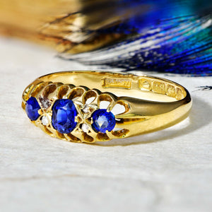 The Antique Edwardian 1905 Sapphire and Diamond Ring - Antique Jewellers