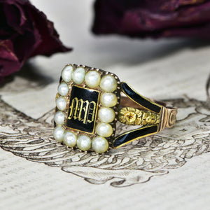 The Antique Georgian Pearl and Rose Gold Mourning Ring - Antique Jewellers