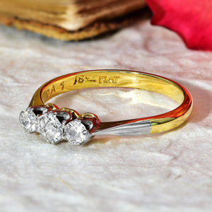 The Vintage Light Shouldered Brilliant Cut Diamond Trio Ring - Antique Jewellers