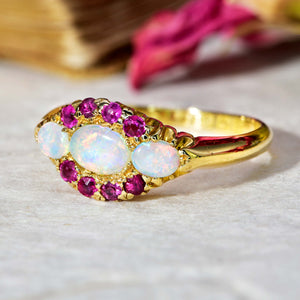 The Antique 1911 Opal and Ruby Magical Ring - Antique Jewellers