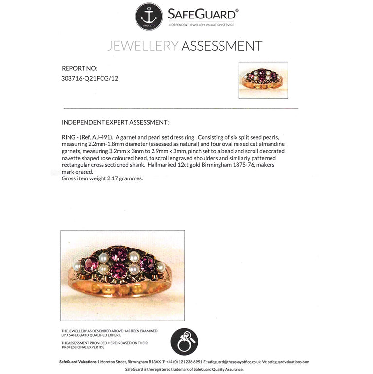 The Antique Victorian Almandine Garnet and Seed Pearl Ring - Antique Jewellers