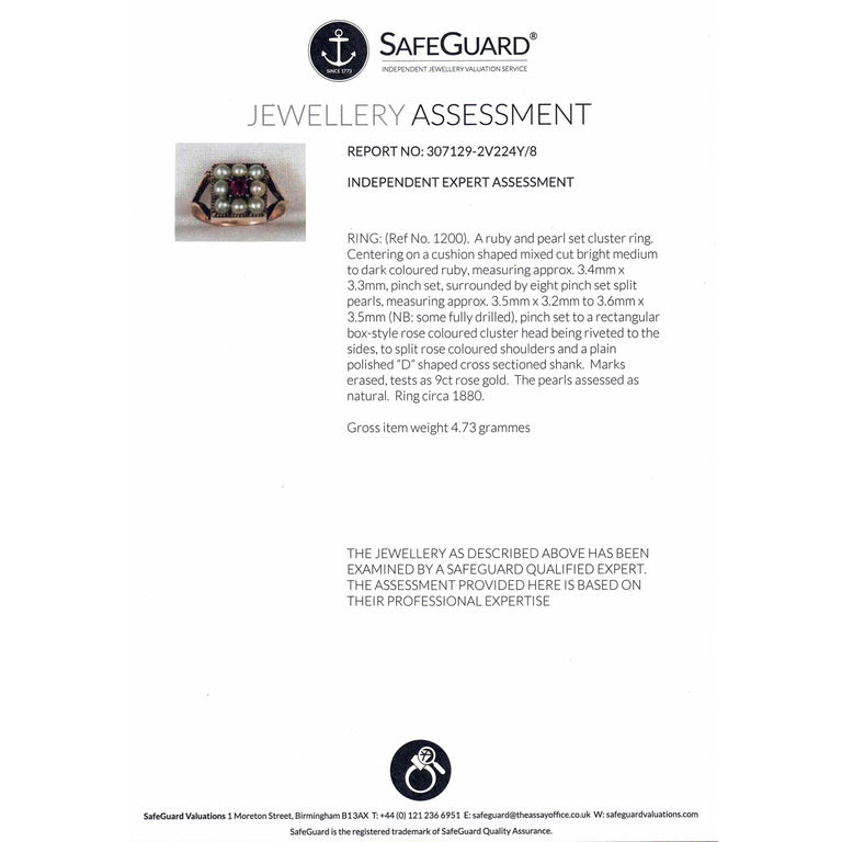 The Antique Victorian Pearl and Ruby Cluster Ring - Antique Jewellers