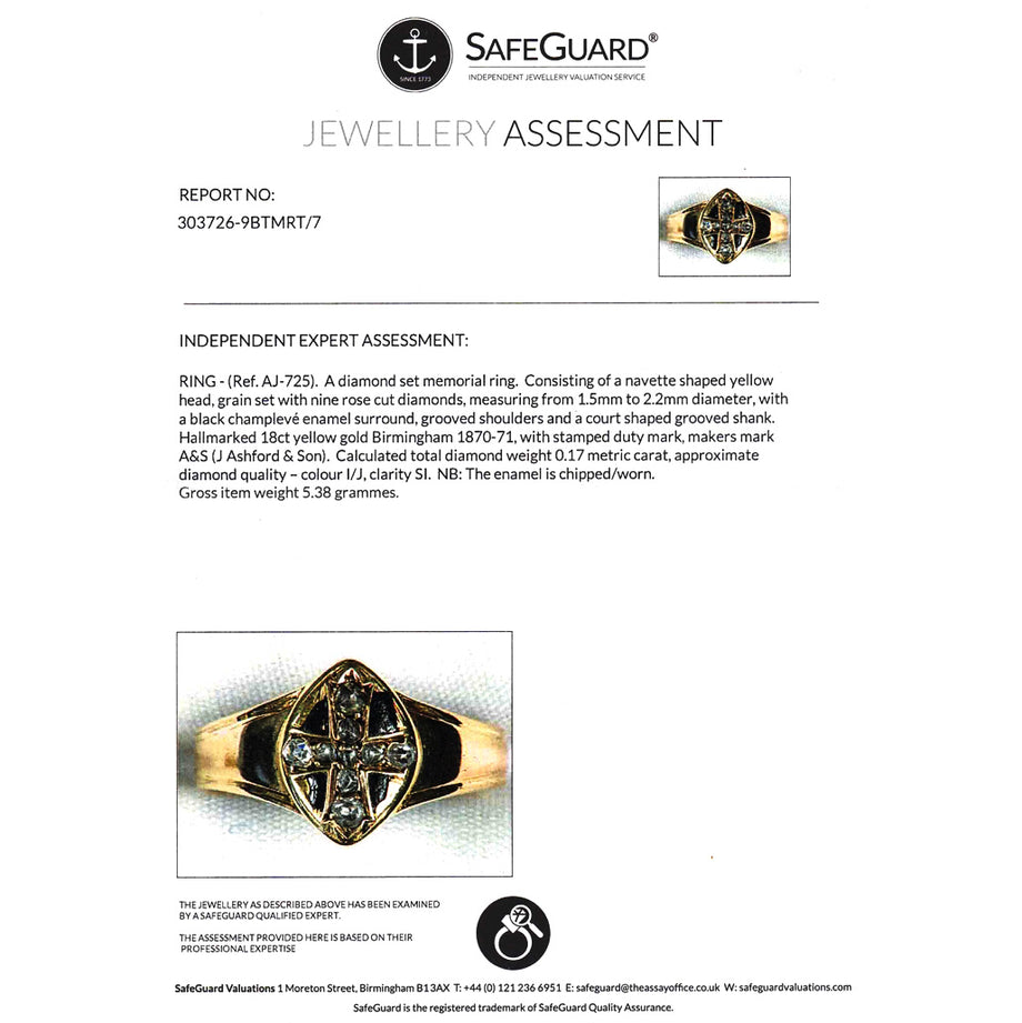 The Antique Victorian 1870 Cross Of Diamonds Mourning Ring - Antique Jewellers