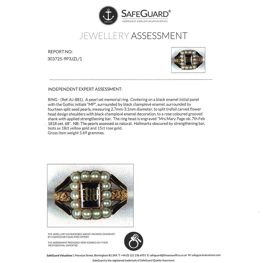 The Antique Georgian 1818 Pearl and Rose Mourning Ring - Antique Jewellers