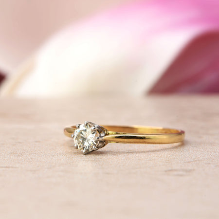 The Vintage Eight Claw Brilliant Cut Diamond Solitaire Ring - Antique Jewellers