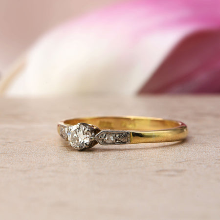 The Vintage Ornate Shoulder Arrowpoint Diamond Ring - Antique Jewellers