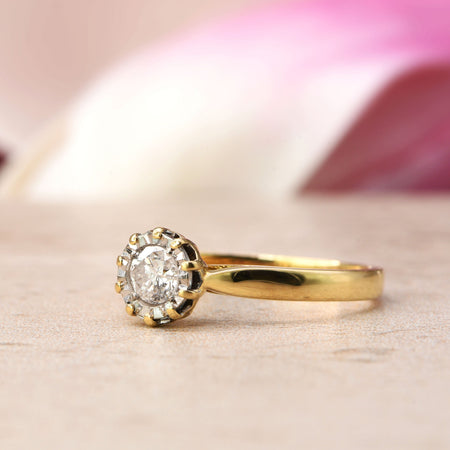 The Vintage Lifted Illusion Set Diamond Solitaire Ring - Antique Jewellers