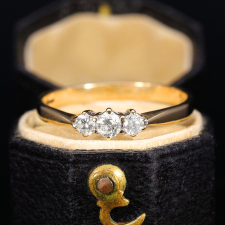 The Vintage Three Brilliant Cut Diamond Dazzling Ring