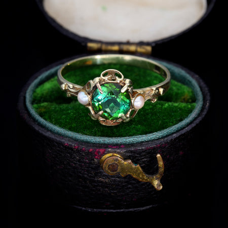 The Vintage Tourmaline and Pearl Ring - Antique Jewellers