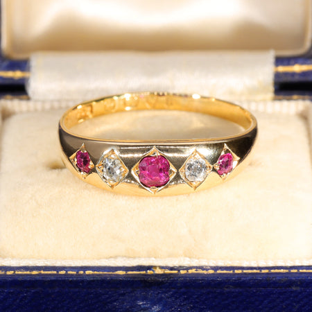 The Antique 1877 Ruby and Old Cut Diamond Classic Ring