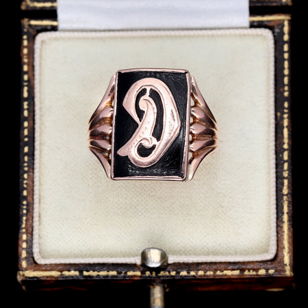 The Vintage Initial Gothic D Ring - Antique Jewellers