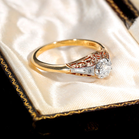 The Vintage Brilliant Cut Diamond Filigree Ring - Antique Jewellers