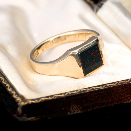 The Vintage 1934 Bloodstone Signet Ring - Antique Jewellers