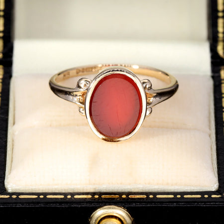 The Vintage 1960 Orange Carnelian Ring - Antique Jewellers