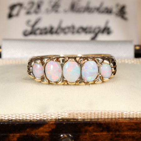 The Vintage 1994 Five Opal Scroll Ring