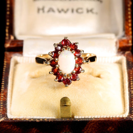 The Vintage 1987 Opal and Garnet Juicy Cluster Ring