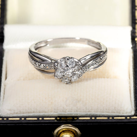 The Vintage Brilliant Cut Diamond Cluster Elaborate Ring