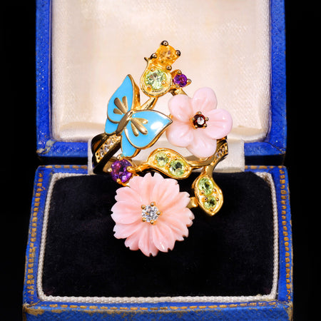 The Contemporary Gilt Floral Butterfly Ring