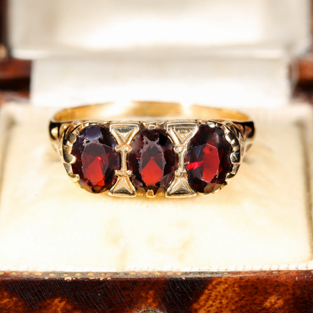 The Vintage 1989 Three Garnet Ring