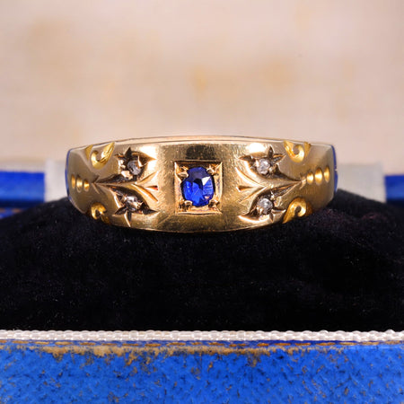 The Antique Victorian 1900 Sapphire and Diamond Classic Ring