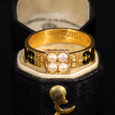 The Antique Victorian 1881 Pearl Mourning Ring