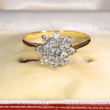The Vintage 1980 Brilliant Cut Diamond Floral Cluster Ring