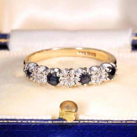 The Vintage Sapphire and Eight Cut Diamond Starry Ring