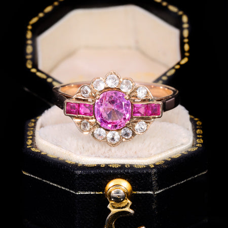 The Vintage Pink and White Sapphire Cluster Ring