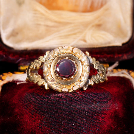 The Antique Victorian Garnet Engraved Ring