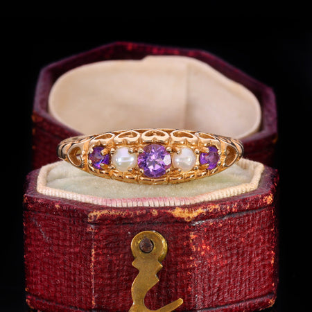 The Vintage Amethyst and Pearl Heart Ring