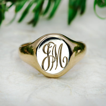 The Vintage 1951 'JM' Gold Signet Ring - Antique Jewellers