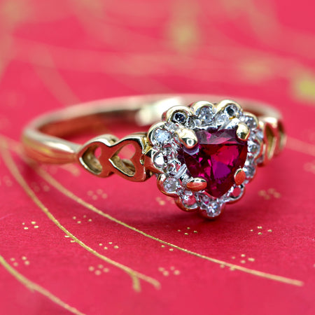 The Vintage 1993 Ruby Love Heart Ring - Antique Jewellers