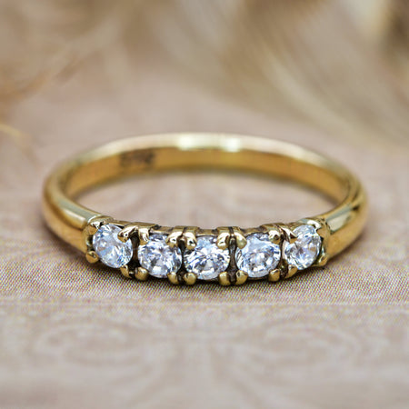 The Contemporary 9ct Five Stone Cubic Zirconia Ring - Antique Jewellers